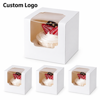 Boîte d'emballage en papier blanc pour pâtisserie et cupcakes sur mesure, qualité alimentaire, pour dessert individuel, pliable, avec fenêtre transparente