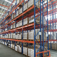 Étagère de stockage de palettes à poutres transversales robustes pour zone de manutention, avec 5 niveaux et configuration haute densité