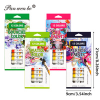 Set di Colori a Tempera Premium Panwenbo, 12 Colori da 6ml, Tubetti Non Tossici in Scatola di Carta, Set di Pittura a Tempera per Artisti, Studenti e Bambini