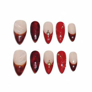 Muhaha Trend Design Brand Push-On <strong>Nails</strong>: Red Sweet &amp; Edgy Style - Product Image 2