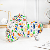 Ensemble de tasses à café en verre de qualité export, haute valeur esthétique, à motifs imprimés, design moderne, avec bouchon de paille, pour fête