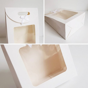 High Quality Recyclable Valentine's Day Cosmetic Gift White Kraft <b>Biodegradable</b> Paper Bag With Window - Product Image 2