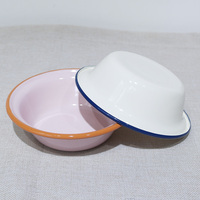 Assiettes en émail pour salade, bols à pâtes, vaisselle en émail, assiettes de service pour dîner, pique-nique, barbecue, assiettes en porcelaine, ensemble de 23.5CM