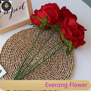 5 cabezas de flores artificiales de terciopelo, suministros de boda, decoraciones de boda de alta calidad, ramo de rosas, flores artificiales de seda - Product Image 3