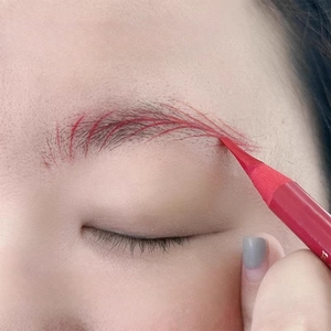 Cubo de lápiz de cejas PMU con tapa de cepillo, blanco y rojo, para microblading, para uso profesional en estudio PMU - Product Image 2