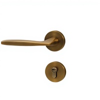 Poignée de porte en alliage d'aluminium jaune, design moderne et épuré, à fermeture magnétique silencieuse, pour chambre à coucher, compatible portes en bois