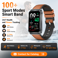 Bracelet de sport en cuir avec moniteur de fréquence cardiaque, plus de 100 modes sportifs, étanche IP68 pour la course à pied, le cyclisme, la randonnée