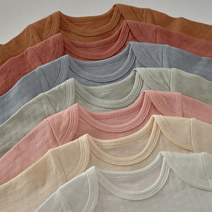 Langarm-Babystrampler Einfarbig Weiß Blanko mit Druckknöpfen Säuglings-Bodysuit Baby-Einteiler Strampler - Product Image 3