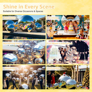 مجموعة كرات فضية كبيرة لامعة قابلة للنفخ بالونات كروية بمرآة مزخرفة ديكور حفلات عيد الميلاد ضربة معدنية - Product Image 6