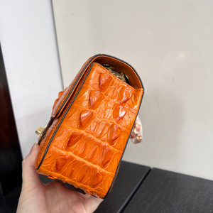 Sac à bandoulière en cuir de crocodile 100% Orange100% pour femme, sac à main de luxe de créateur, motif alligator, sangle unique, usage quotidien - Product Image 6