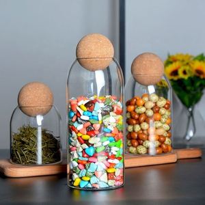 Large Capacity 1100ml 1400ml Glass Jar Transparent Food <b>Storage</b> Container With Cork Ball Stopper Pantry Spice <b>Storage</b> Canister - Product Image 4