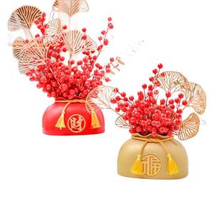 Boîte à mouchoirs style chinois porte-bonheur, couleur rouge et or, organisateur polyvalent, décoration de salon, boîte cadeau - Product Image 1