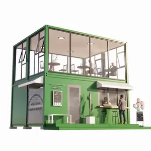 China Moderne 2-Stufen-Festplatte Leichte Stahl Küche Container Cafe Container Mobile Modulare Mini-Tiny Container-Bar