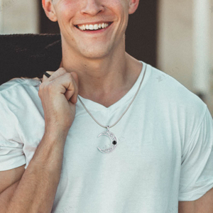 Collier Pendentif Soleil et Lune en Argent Sterling 925, Charme Céleste, Style Bouddha, Bijoux - Product Image 3