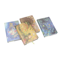 Carnet de notes A5 à couverture rigide, rétro, avec pages intérieures colorées à motifs floraux