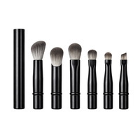 Ensemble de pinceaux de maquillage détachables à marque privée 6-en-1 pour fard à paupières, fard à nez, anticernes, sourcils, avec étui de voyage portable