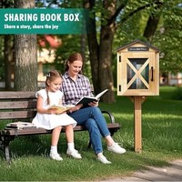 Boîte de lecture extérieure personnalisée, boîte aux lettres en bois sur pied de grande capacité pour cour, boîte de rangement pour livres en bois massif à faire soi-même