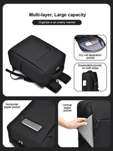 17.3 Inch New Unisex Business Travel <b>Laptop</b> <b>Backpack</b> Large Capacity Waterproof Zipper Closure Shockproof Airbag Protect - Product Image 5