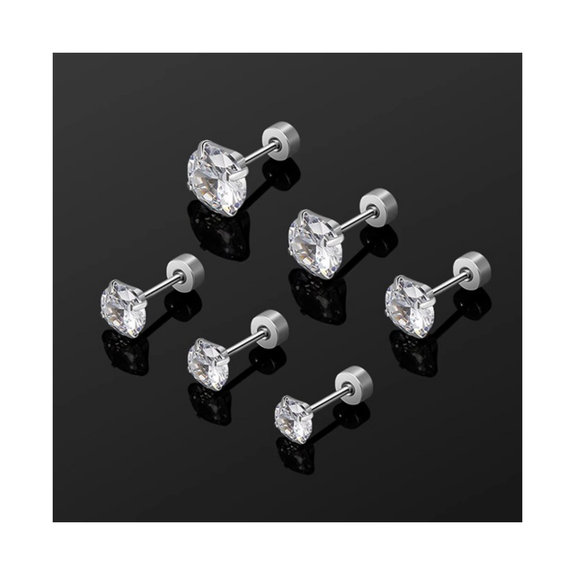 316L Titanium Steel Earrings Women Flat Threaded Super Shiny Zirconia Earrings Bone Studs No Color Loss Earrings