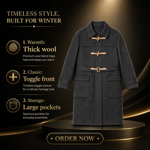 872 Long Wool <strong>Duffel</strong> <strong>Coat</strong> <strong>Men</strong> Women Winter Casual Business Outerwear - Product Image 6