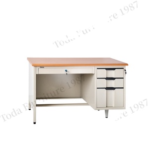 Table de bureau blanche en métal haut de gamme avec plateau en bois, pliable, en acier inoxydable, mobilier de bureau contemporain, tables d'ordinateur en bois pour l'école - Product Image 1