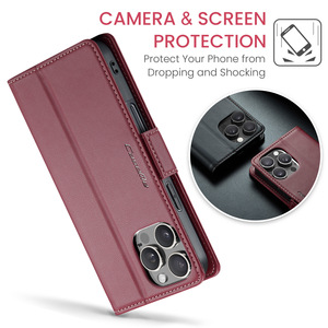 Haute Qualité <span class=keywords><strong>CaseMe</strong></span> RFID Blocage Titulaire De La Carte Flip PU Couverture En Cuir Téléphone étui pour <span class=keywords><strong>iphone</strong></span> 16 Pro Max 15 14 13 12 <span class=keywords><strong>11</strong></span> Pro Plus - Product Image 5