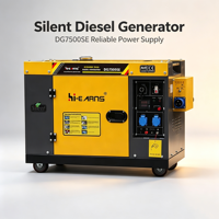 Générateur diesel silencieux Hiearns DG7500SE de 7,5 kW avec ATS - Modèle pour petit congélateur |   Moteur diesel certifié CE HR188FA