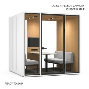 Cabina Prefabricada Insonorizada <span class=keywords><strong>para</strong></span> 4 Personas, Módulo de Oficina Acústico, Cabina de Privacidad Portátil, Cabina Silenciosa <span class=keywords><strong>para</strong></span> Sala de Reuniones - Product Image 1