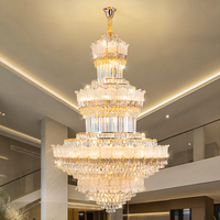 Luxueux grand escalier en colimaçon lumière lustre en cristal post-moderne pour salon avec installation de projet gratuite