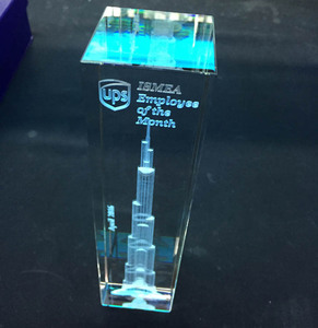 Bloque de Cristal 3D del Burj Khalifa, Cubo Tallado, Pisapapeles MH-F0460 - Product Image 6