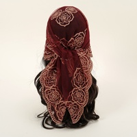 Foulard en soie carré brodé 80*80cm populaire européen américain accessoire de mode d'été polyvalent-Rose sac Polyester maille