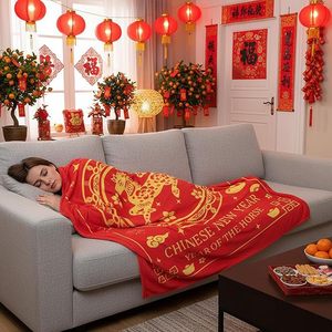 Year of the Horse New Blessing Flannel <b>Blanket</b> <b>Throw</b> <b>Blanket</b> Nap <b>Blanket</b> Cozy Warm Super Soft for Bedroom Living Room OEM ODM - Product Image 3