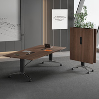 Table de conférence pliante extra-large Mekia modèle 020, style professionnel, élégante, mobile, longue, design moderne minimaliste, PVC, bureau