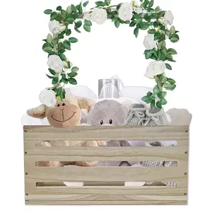 Wooden Baby Shower Crate Closet Baby Basket With Handle Baby Storage Crate Hamper Baby Shower Gifts Wooden Gift Crate New Born B