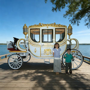 Charrette royale européenne de luxe rétro dorée personnalisée avec climatisation, charrette électrique de princesse - Product Image 1
