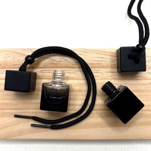 8ml High End Square Glass Custom Logo Screen Printed Lid Sealed Car Perfume Bottles Wooden Cover Hanging Fragrance <strong>Diffuser</strong> <strong>Reed</strong> - Product Image 3