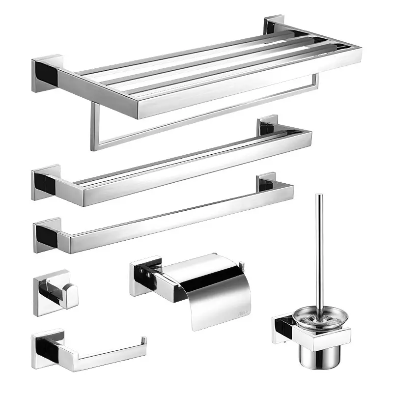 Luxury hotel high quality custom bathroom Towel rack bathroom hanging shelf 304 stainless steel tissue holder