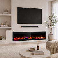 Cheminée électrique ultra-mince moderne, 7 couleurs, effet de feu réaliste avec chauffage, télécommande et minuterie intégrée pour salon et hôtel