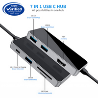 Hub USB C 7 en 1 avec HDMI 4K, charge PD 100W, lecteur de carte USB 3.0 SD TF, adaptateur multiport pour MacBook Pro Air Laptop