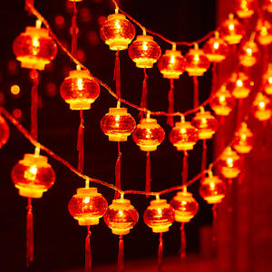 فانوس صيني للزينة الزفاف الربيع مهرجان حزب الأحمر فانوس ضوء سلسلة - Product Image 1