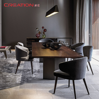 Ensemble de table à manger d'hôtel, table ronde ovale en bois massif moderne, 6 places avec chaises pour restaurant et salle de banquet