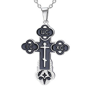 Collier en acier inoxydable avec croix orthodoxe pour femmes, croix russe IC XC <span class=keywords><strong>NIKA</strong></span>, pendentif médaillon Jésus-Christ - Product Image 5