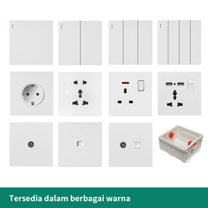 Pano.V EU Type 86x88mm Luxury <b>Light</b> <b>Push</b> Button Switches 220v Wall Switch Socket 1 Gang 1 Way 12A Fireproof PC - Product Image 2