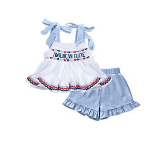 Conjunto de Camiseta y Pantalones Cortos de Algodón y Spandex con Estampado de Fuegos Artificiales Americanos para el 4 de Julio, Personalizado para Niños, Bebés y Hermanos - Product Image 2