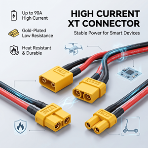 HECON XT30 XT60 10AWG 12AWG 600V Konektor Tembaga Berlapis Timah 2P Male ke Female untuk Pengisian Baterai Mobil - Product Image 1
