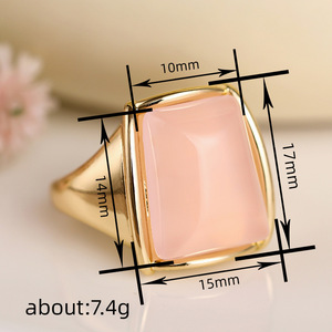 Elegante Anello Irregolare Quadrato Effetto Pietra di Luna Stile Coreano Giapponese Gioielli Moda Donna Uso Quotidiano Regalo Chic - Product Image 3