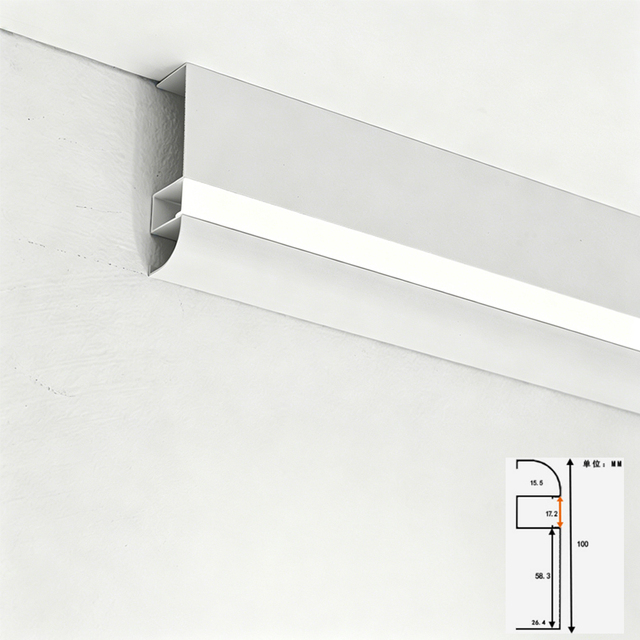 10cm Aluminum LED ceiling moulding decorative strip metal Surface-mounted integrated light slot for Office Building