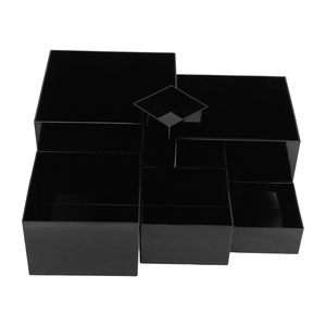 Boîte de présentation en acrylique noir OEM ODM Anime, 6 pièces, cube creux à cinq côtés pour figurines d'action, cosmétiques, bijoux et objets de collection - Product Image 1