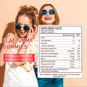 Gummies Winstown brûle-graisses ventre plat à base de vinaigre de cidre de pomme, véganes, en vrac, 60 unités, pour la perte de poids, à base de pectine rose, saveur framboise - Product Image 5