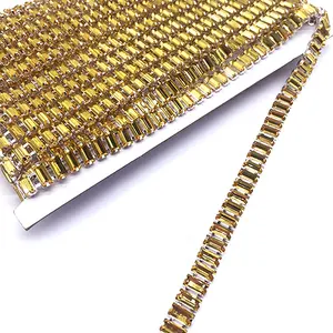 银色钻石钻石镶边配彩色玻璃石链条，用于缝制DIY连衣裙箱包鞋